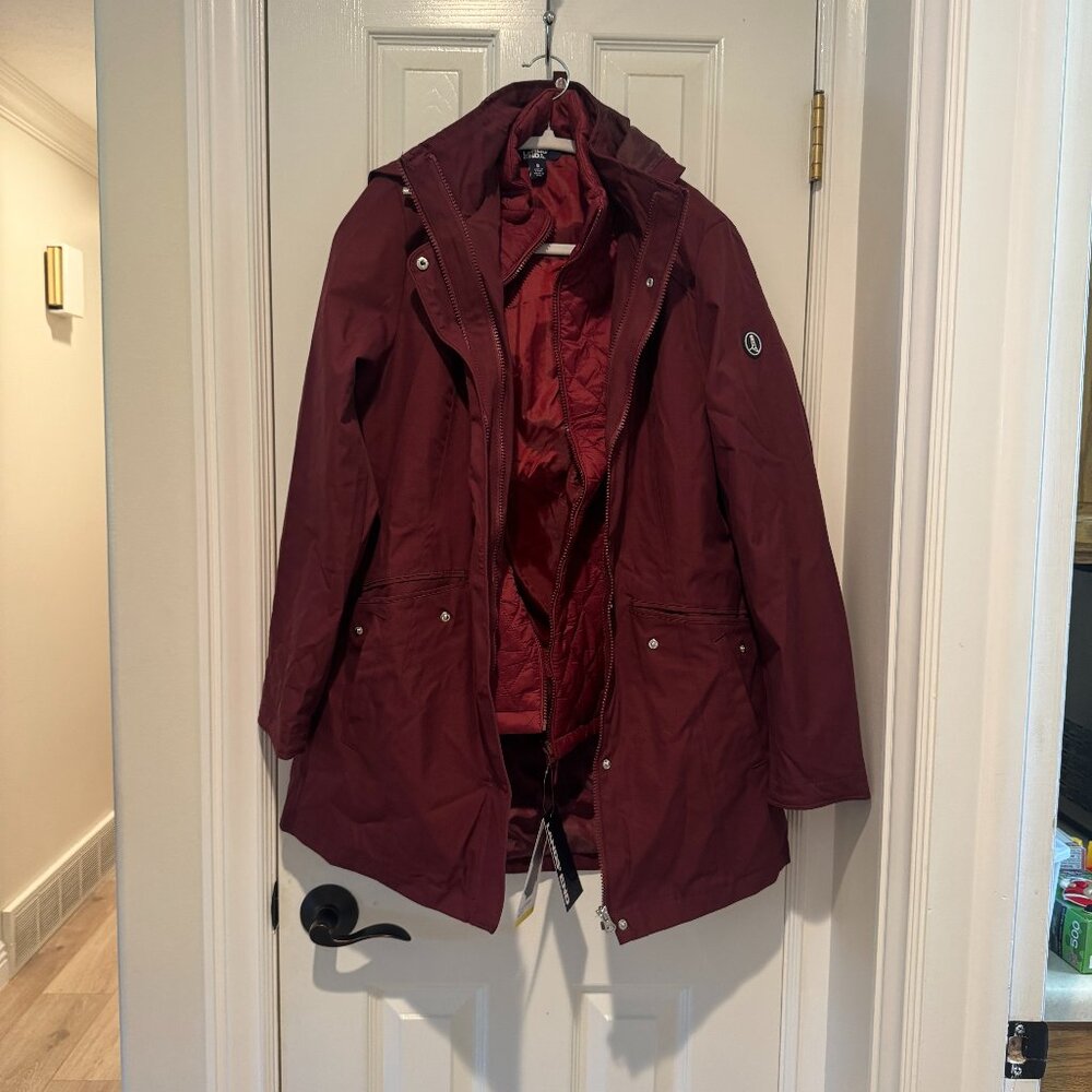 NWT Lands' End 3-in-1 Jacket Maroon Size S
